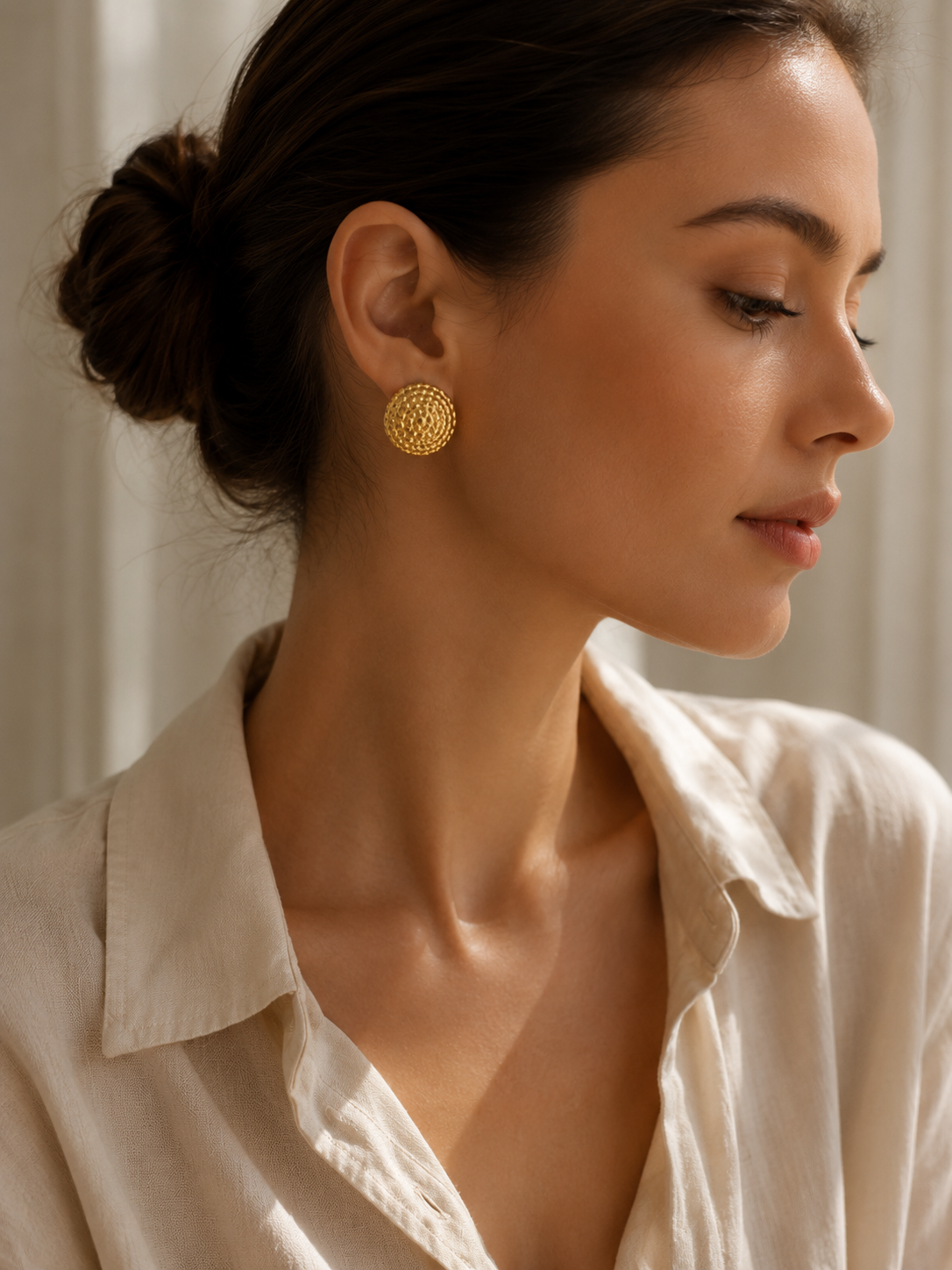 Boucles d’Oreilles Luna Lumière Dorée en Acier Inoxydable 316L – Chic Intemporel.