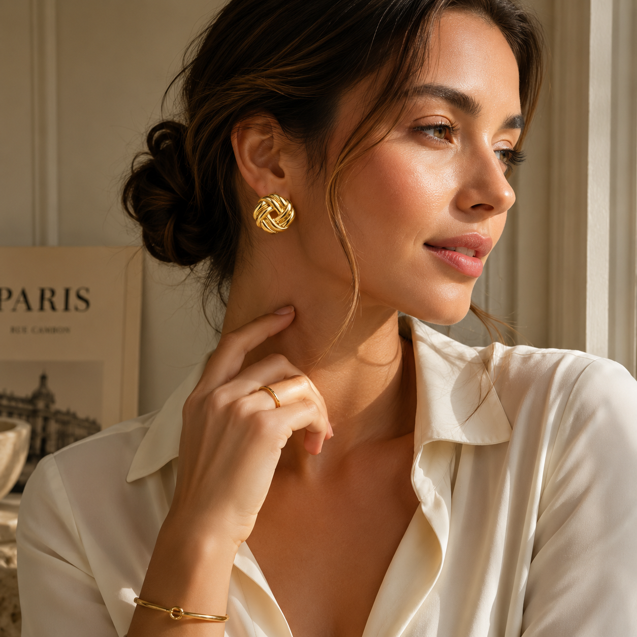 Boucles d’Oreilles Serena Dorées en Acier Inoxydable 316L