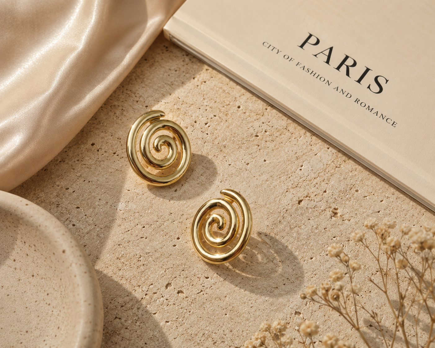 Boucles d’Oreilles Asie Dorées en Acier Inoxydable 316L