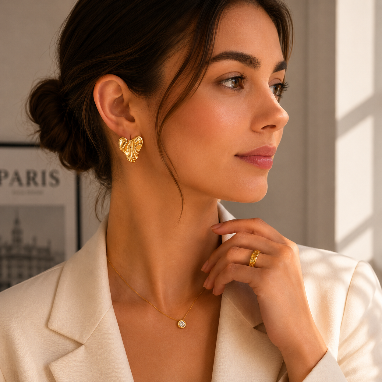 Boucles d’Oreilles Eve Dorées en Acier Inoxydable 316L