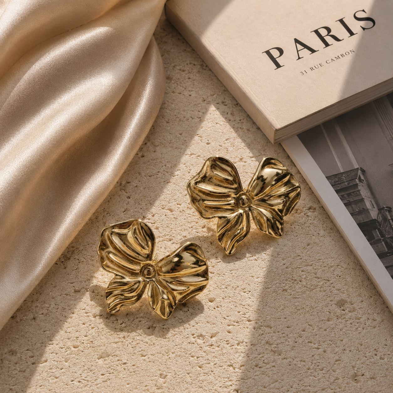 Boucles d'oreilles Arielle Dorées en Acier Inoxydable 316L