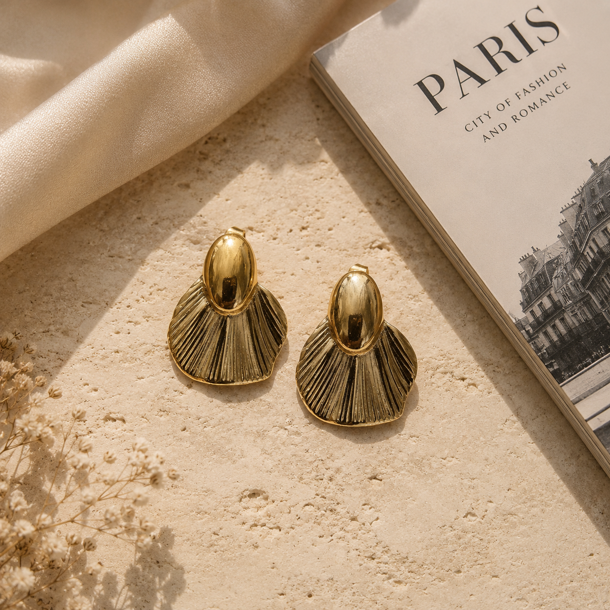 Boucles d’Oreilles Aurelia Dorées en Acier Inoxydable 316L